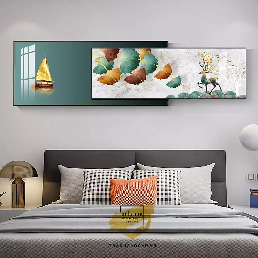 Tranh Decor in trên vải Canvas phòng ngủ khách sạn giá xưởng 150*60-150*50 cm P/N: AZ2-0048-KN-CANVAS-150X60-150X50