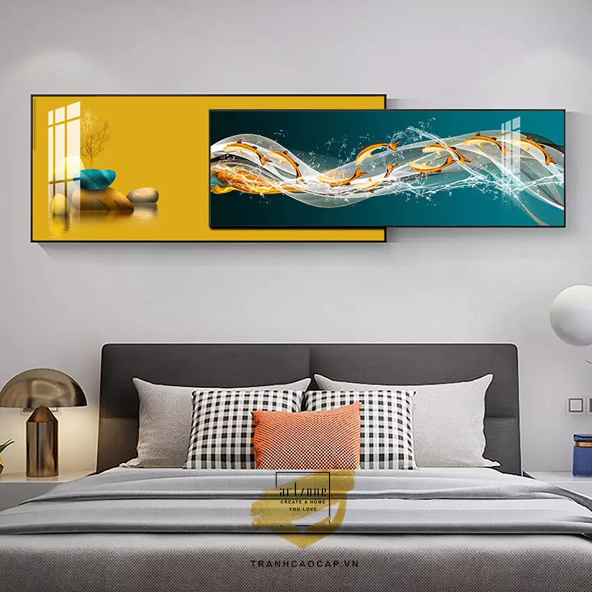 Tranh trang trí in trên Canvas phòng ngủ khách sạn Nhẹ nhàng 100X40-90X30 cm P/N: AZ2-0046-KN-CANVAS-100X40-90X30