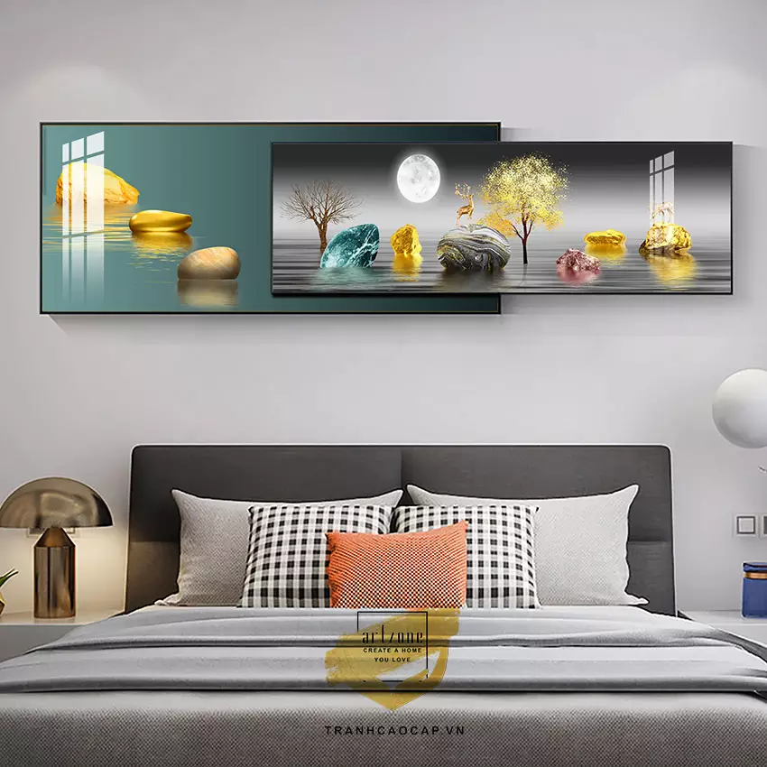 Tranh trang trí phòng ngủ Mica Chung cư Giá rẻ Size: 150*60-150*50 P/N: AZ2-0043-KN-MICA-150X60-150X50