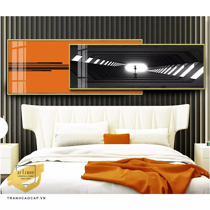 Tranh treo tường vải Canvas phòng ngủ chung cư cao cấp giá xưởng 100X40-90X30 cm P/N: AZ2-0054-KN-CANVAS-100X40-90X30