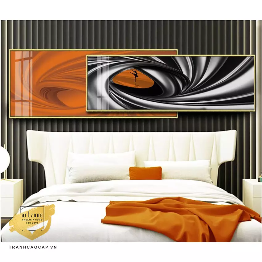Tranh vải Canvas treo tường phòng ngủ chung cư cao cấp 125X50 ...