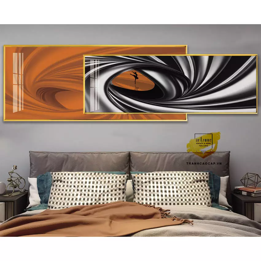 Tranh trang trí Canvas phòng ngủ khách sạn Nhẹ nhàng 100*40-90*30 cm P/N: AZ2-0154-KN-CANVAS-100X40-90X30