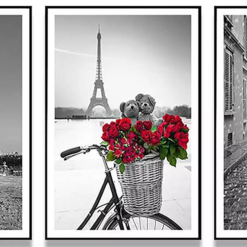 Tranh bóng gương Bắc âu Mẫu tranh Tháp Eiffel và hoa hồng