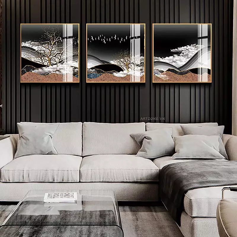 Tranh trang trí in trên Canvas phòng khách Chung cư Nhẹ nhàng 60X60-60X60-60X60 cm P/N: AZ3-0125-KN-CANVAS-60X60-60X60-60X60