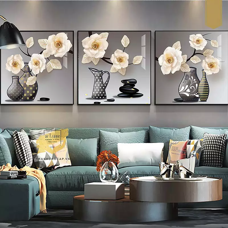 Tranh trang trí phòng khách chung cư cao cấp Đẹp vải Canvas Size: 50X50-50X50-50X50 cm P/N: AZ3-0360-KN-CANVAS-50X50-50X50-50X50