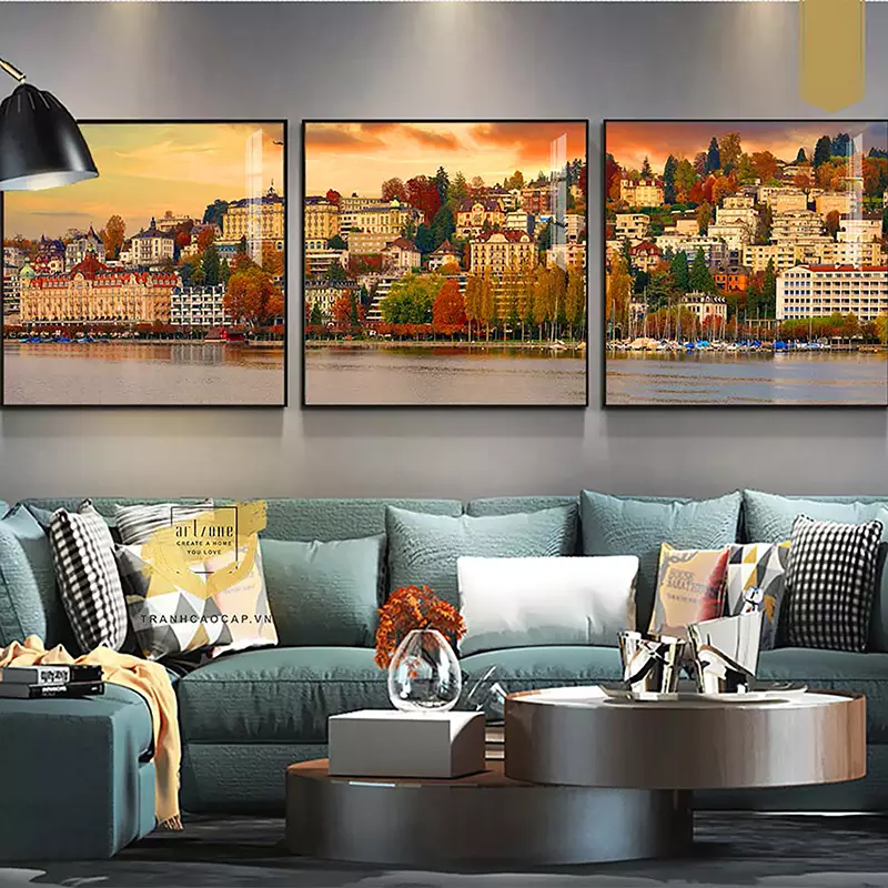 Tranh treo tường phòng khách in trên Canvas chung cư cao cấp Đơn giản Size: 100X100-100X100-100X100 P/N: AZ3-0362-KN-CANVAS-100X100-100X100-100X100