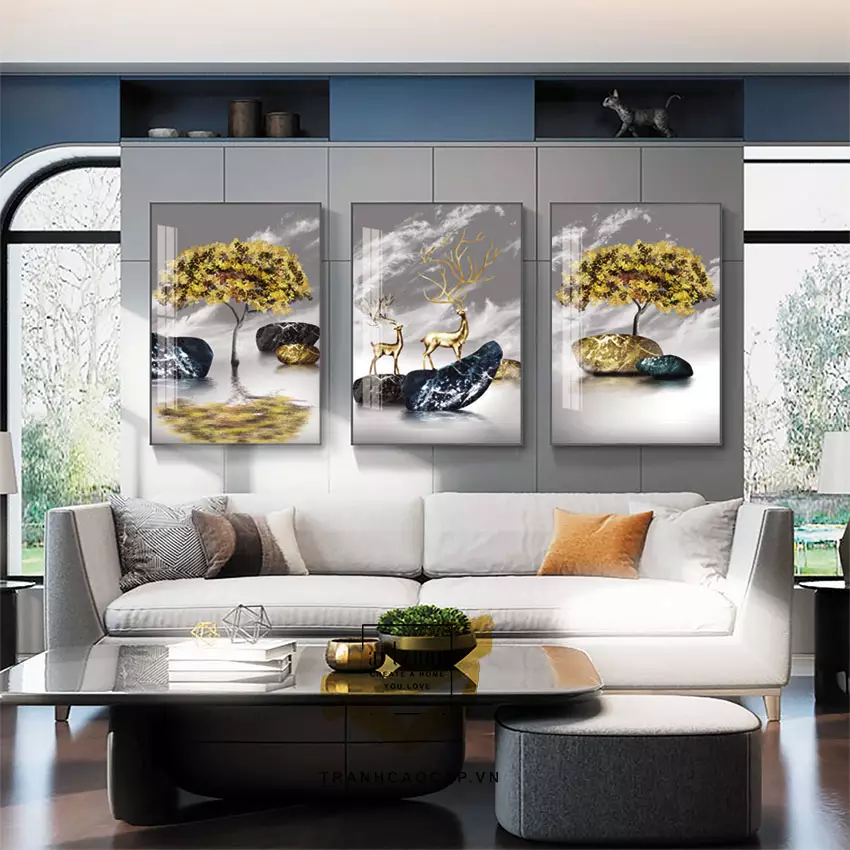 Tranh treo tường phòng khách in trên Canvas chung cư cao cấp Đơn giản