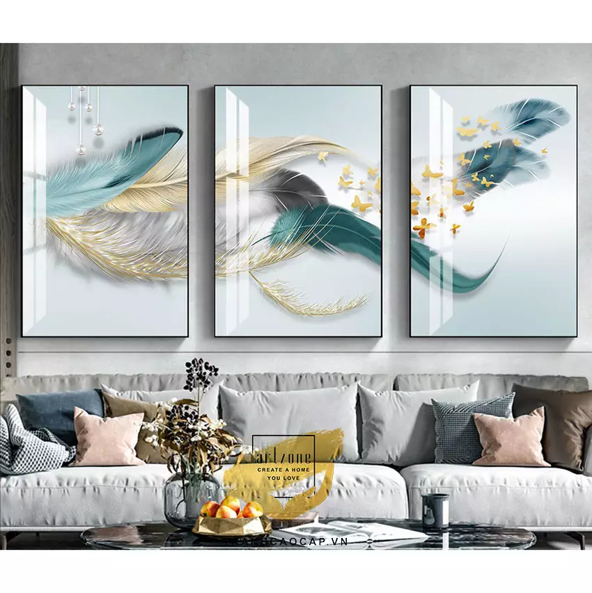 Tranh Decor vải Canvas phòng khách Giá rẻ 40X60-40X60-40X60 cm P/N: AZ3-1272-KN-CANVAS-40X60-40X60-40X60