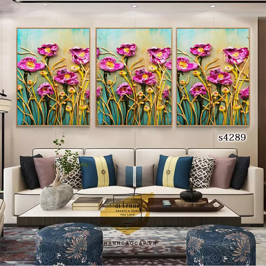 Tranh Decor in trên Canvas phòng khách nhà liền kề giá xưởng 60X90-60X90-60X90 cm P/N: AZ3-0703-KN-CANVAS-60X90-60X90-60X90
