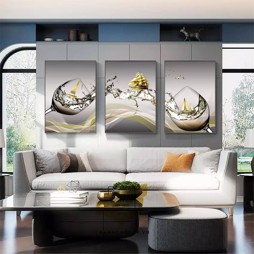 Tranh Decor phòng khách vải Canvas chung cư cao cấp Đơn giản Size: 90X135-90X135-90X135 P/N: AZ3-1158-KN-CANVAS-90X135-90X135-90X135