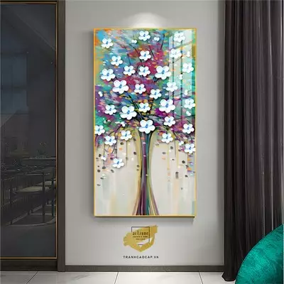 Tranh Hoa lá, Khung Nhôm, Tranh in trên Canvas Size: 50*100 cm P/N: AZ1-1772-KN-CANVAS-50X100