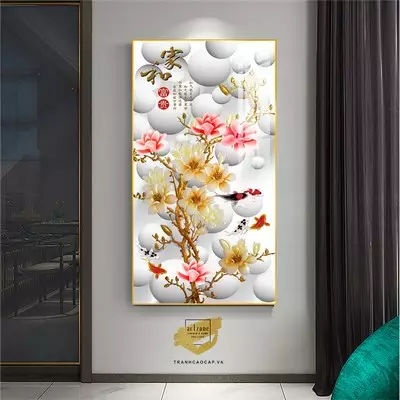 Tranh Hoa lá, Khung Nhôm, Tranh in trên Canvas 50*100 cm P/N: AZ1-1797-KN-CANVAS-50X100