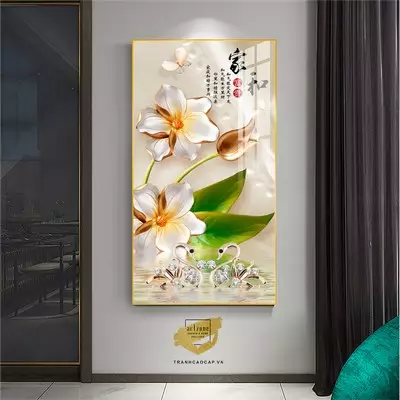 Tranh Hoa lá, Khung Nhôm, Tranh in trên Canvas Size: 50*100 cm P/N: AZ1-1824-KN-CANVAS-50X100