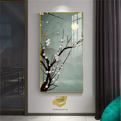 Tranh Hoa lá, Khung Nhôm, Tranh in trên Canvas 50*100 cm P/N: AZ1-1837-KN-CANVAS-50X100