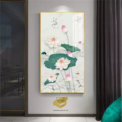 Tranh Hoa lá, Khung Nhôm, Tranh in trên Canvas Size: 50X100 cm P/N: AZ1-1934-KN-CANVAS-50X100