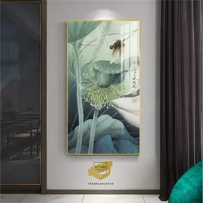 Tranh Hoa lá, Khung Nhôm, Tranh in trên Mica Size: 55*110 cm P/N: AZ1-1938-KN-MICA-55X110