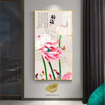 Tranh Hoa lá, Khung Nhôm, Tranh in trên Canvas Size: 50X100 cm P/N: AZ1-1942-KN-CANVAS-50X100
