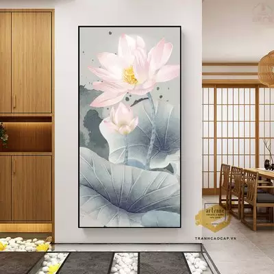 Tranh Hoa lá, Khung Nhôm, Tranh in trên Canvas 60*120 cm P/N: AZ1-2545-KN-CANVAS-60X120