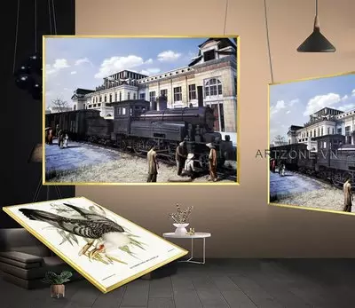 Tranh Hà Nội xưa treo tường tiệm Cafe cổ điển in trên Mica Đài loan Kích thước: 150X100 cm P/N: AZ1-0022-KN-MICA-150X100