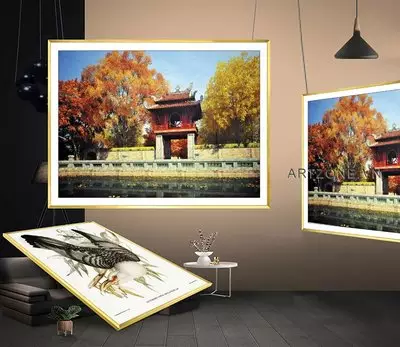 Tranh Phong cảnh Hà Nội xưa in trên vải Canvas Decor tiệm cafe đẹp 60*40 cm P/N: AZ1-0025-KN-CANVAS-60X40