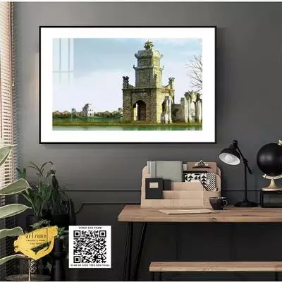 Tranh Phong cảnh Hà Nội xưa trang trí Tiệm cafe in trên Canvas tinh tế Kích thước: 135X90 P/N: AZ1-0947-KC5-CANVAS-135X90