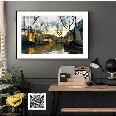 Tranh trang trí treo tường Quán Cafe Phong cảnh Hà Nội xưa giá rẻ in trên Mica Kích thước: 90*60 cm P/N: AZ1-0954-KN-MICA-90X60