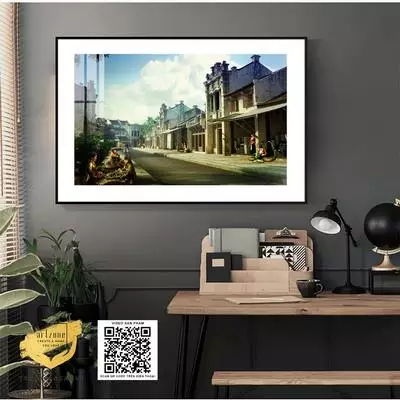 Tranh Decor đẹp trang trí quán cafe Phong cảnh Hà Nội xưa in trên Mica Kích thước: 90*60 cm P/N: AZ1-0970-KN-MICA-90X60