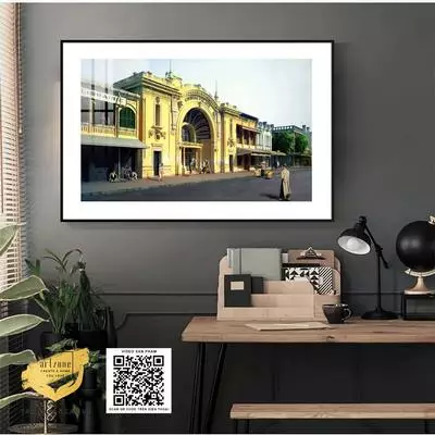 Tranh trang trí Decor Quán Cafe in trên vải Canvas Phong cảnh Hà Nội xưa 45*30 P/N: AZ1-0977-KN-CANVAS-45X30