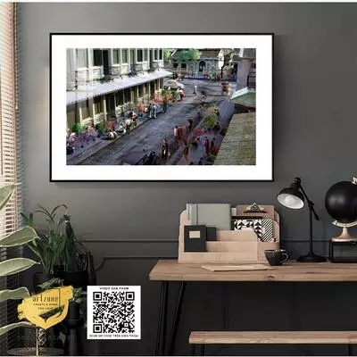 Tranh Decor treo tường tiệm Cafe Hà Nội xưa đẹp Mica Kích thước: 90*60 cm P/N: AZ1-0987-KC5-MICA-90X60