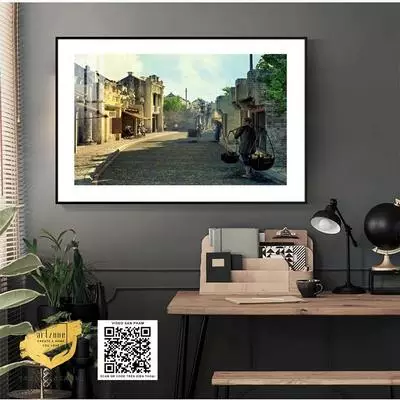 Tranh trang trí treo tường tiệm Cafe Phong cảnh Hà Nội xưa đẹp in trên Decal nhập khẩu Kích thước: 150X100 cm P/N: AZ1-0992-KC5-DECAL-150X100