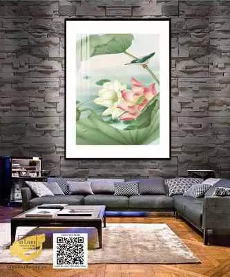Tranh hoa lá Decor Nhà hàng vải Canvas Size: 100X150 cm P/N: AZ1-0886-KN-CANVAS-100X150