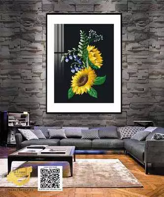 Tranh hoa lá treo tường in trên Decal Phòng khách Cao cấp Size: 90X135 P/N: AZ1-0912-KN-DECAL-90X135