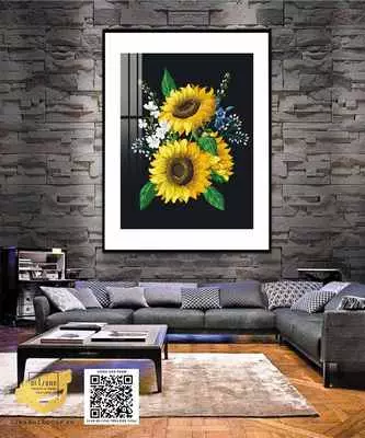 Tranh hoa lá trang trí in trên Decal Phòng ngủ Đơn giản Size: 90X135 P/N: AZ1-0914-KN-DECAL-90X135