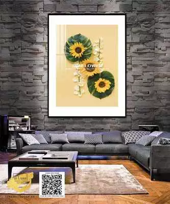 Tranh hoa lá Decor vải Canvas Khách sạn giá xưởng Size: 90X135 P/N: AZ1-0917-KN-CANVAS-90X135