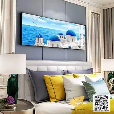 Tranh in trên vải Canvas trang trí phòng ngủ khách sạn Bền 150*50 P/N: AZ1-0613-KC5-CANVAS-150X50