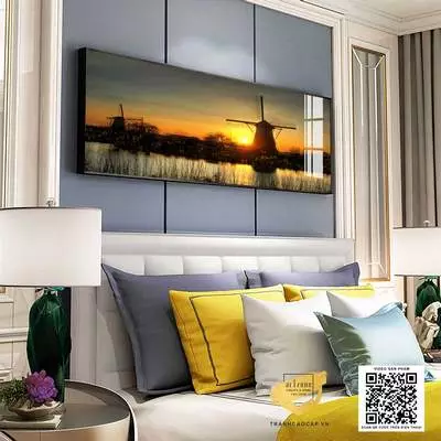 Tranh Decor phòng ngủ vải Canvas Chung cư Giá rẻ Size: 150X50 P/N: AZ1-0642-KC5-CANVAS-150X50