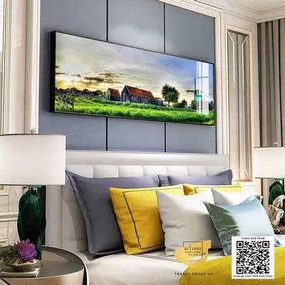 Tranh Decor vải Canvas phòng ngủ chung cư cao cấp Nhẹ nhàng 120X40 cm P/N: AZ1-0653-KN-CANVAS-120X40
