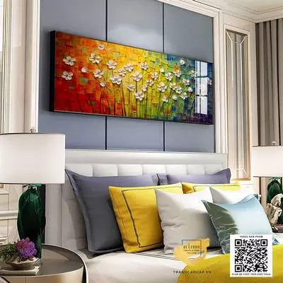 Tranh trang trí phòng ngủ khách sạn Đẹp in trên vải Canvas Size: 120*40 cm P/N: AZ1-0710-KN-CANVAS-120X40
