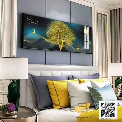 Tranh trang trí phòng ngủ Chung cư Đẹp in trên vải Canvas Size: 165*55 cm P/N: AZ1-0724-KC5-CANVAS-165X55