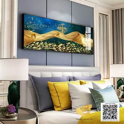 Tranh trang trí phòng ngủ chung cư cao cấp Đẹp in trên Decal Size: 150X50 cm P/N: AZ1-0727-KN-DECAL-150X50