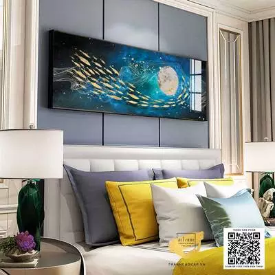 Tranh treo tường phòng ngủ khách sạn Đẹp in trên vải Canvas Size: 135*45 cm P/N: AZ1-0731-KC5-CANVAS-135X45