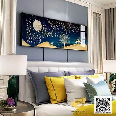 Tranh trang trí in trên vải Canvas phòng ngủ chung cư cao cấp Nhẹ nhàng 120*40 cm P/N: AZ1-0735-KN-CANVAS-120X40