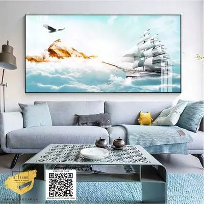 Tranh Thuận Buồm Trang trí Phòng khách Đẹp in trên vải Canvas Size: 160*80 cm P/N: AZ1-1198-KC5-CANVAS-160X80