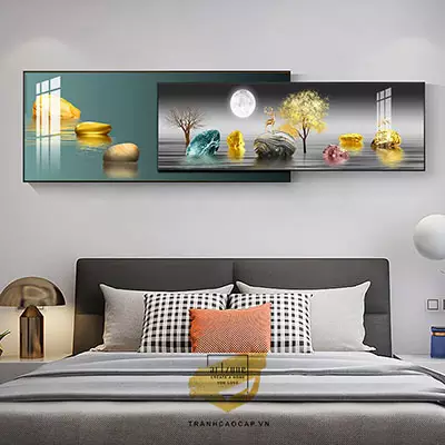 Tranh treo tường phòng ngủ in trên vải Canvas khách sạn Giá rẻ Size: 100*40-90*30 P/N: AZ2-0043-KN-CANVAS-100X40-90X30