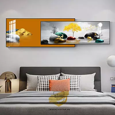 Tranh trang trí phòng ngủ Chung cư Đẹp Canvas Size: 100*40-90*30 cm P/N: AZ2-0044-KN-CANVAS-100X40-90X30