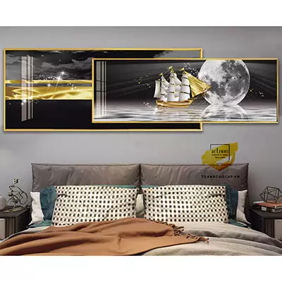 Tranh treo tường phòng ngủ khách sạn Đẹp in trên Canvas Size: 125X50-120X40 cm P/N: AZ2-0151-KN-CANVAS-125X50-120X40