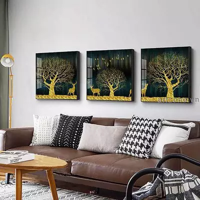 Tranh Decor in trên vải Canvas phòng khách chung cư cao cấp giá xưởng 100*100-100*100-100*100 cm P/N: AZ3-0016-KC-CANVAS-100X100-100X100-100X100