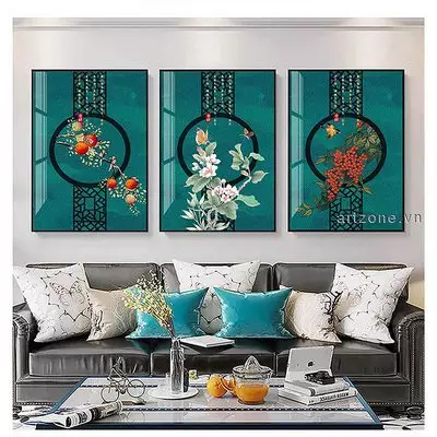Tranh trang trí vải Canvas phòng khách chung cư cao cấp giá xưởng 100X150-100X150-100X150 cm P/N: AZ3-0018-KC-CANVAS-100X150-100X150-100X150