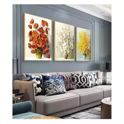 Tranh Decor vải Canvas phòng khách Chung cư 80X120-80X120-80X120 cm P/N: AZ3-0056-KC-CANVAS-80X120-80X120-80X120