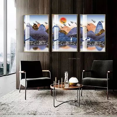 Tranh trang trí vải Canvas phòng khách Chung cư giá xưởng 40X60-40X60-40X60 cm P/N: AZ3-0085-KN-CANVAS-40X60-40X60-40X60